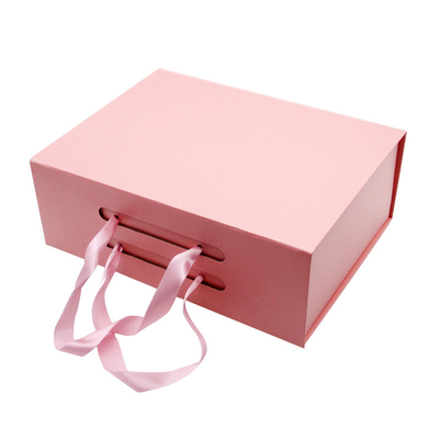 Lüks Özelleştirilmiş Hediye Katlanabilir kutu Şerit kağıt sert karton hediye kutuları Flip Top Dize Şerit Kolu Düz Kağıt Kutusu