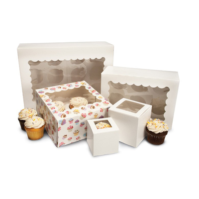 satın al Tek Mini Kraft Kağıt Cupcake Kek Kutuları Düğün Noel için 2 4 6 12 Delik online manufacture