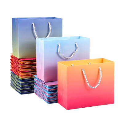 Hologram Efekt Baskılı Şerit Saplı Kağıt Taşıma Çantaları Pantone