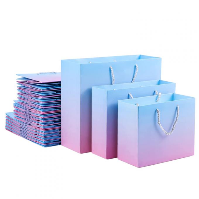 Hologram Efekt Baskılı Şerit Saplı Kağıt Taşıma Çantaları Pantone 2